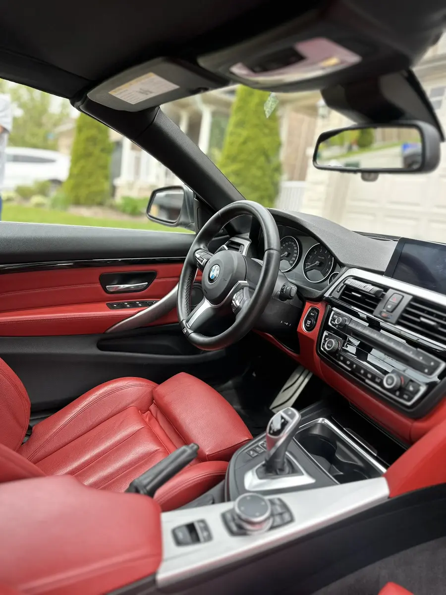 Detailed BMW red leather interior
